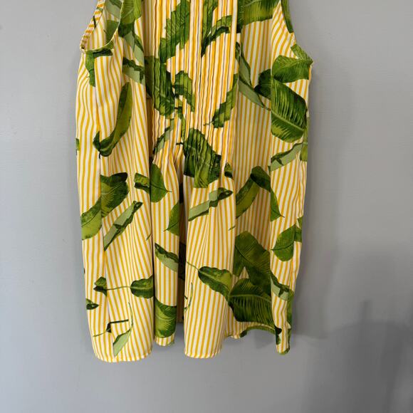Market & Spruce Yellow & Greenery Printed High Neck Sleeveless Top Size Medium - Picture 3 of 7